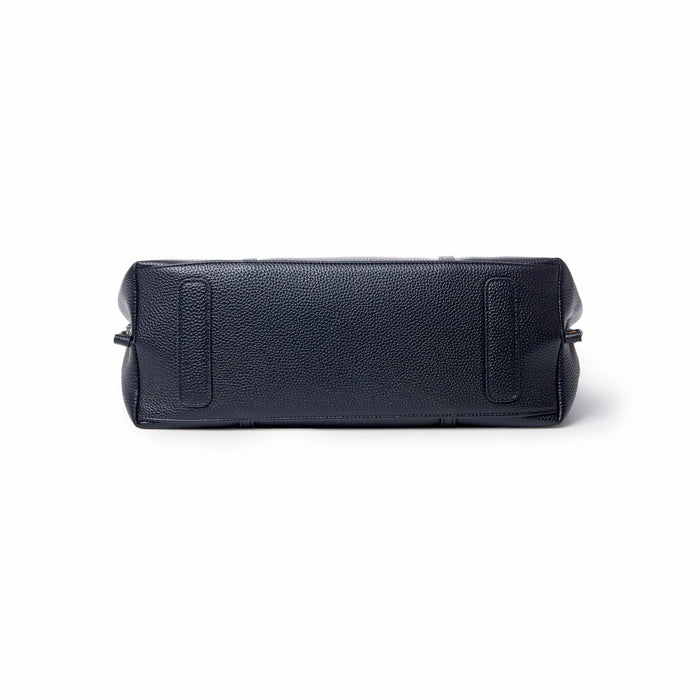 Black Pebble Sleek Tote with a textured finish, featuring a spacious design and sturdy base for everyday use.