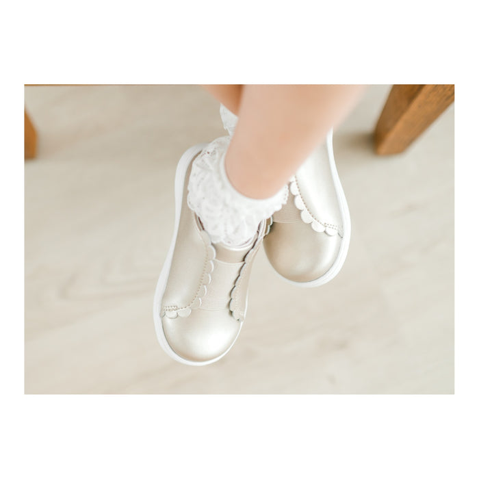 Toddler Girl's Phoebe Gold Leather SLip On Sneaker - L'Amour Shoes