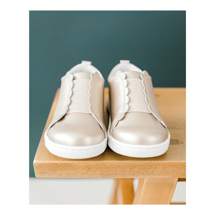Toddler Girl's Phoebe Gold Leather SLip On Sneaker - L'Amour Shoes