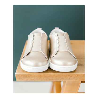 Toddler Girl's Phoebe Gold Leather SLip On Sneaker - L'Amour Shoes