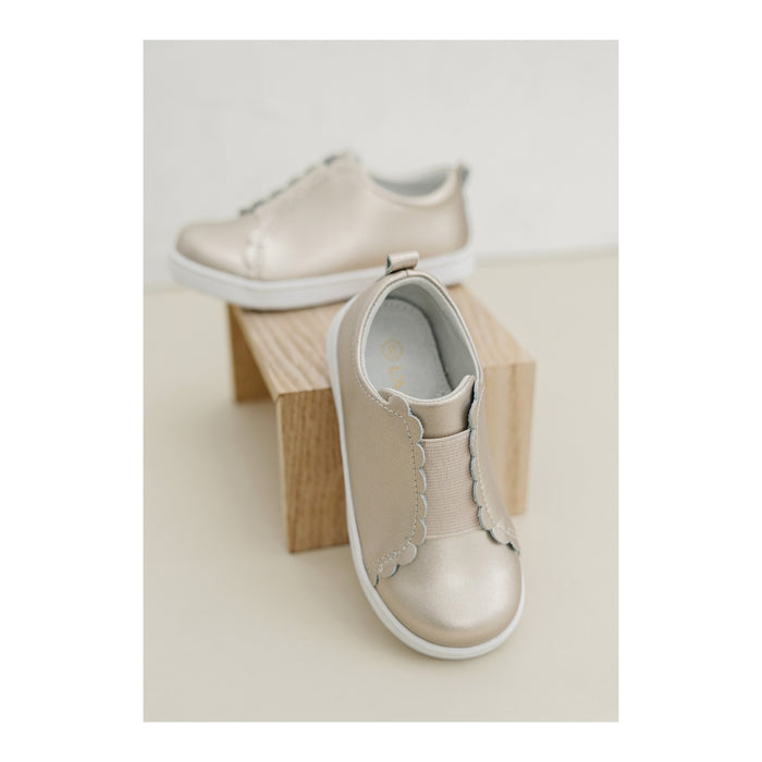 Toddler Girl's Phoebe Gold Leather SLip On Sneaker - L'Amour Shoes