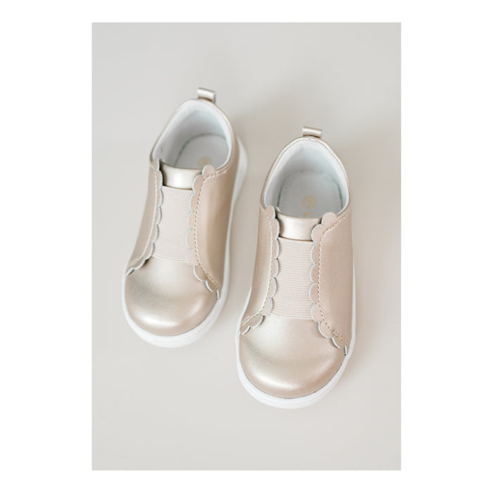 Toddler Girl's Phoebe Gold Leather SLip On Sneaker - L'Amour Shoes