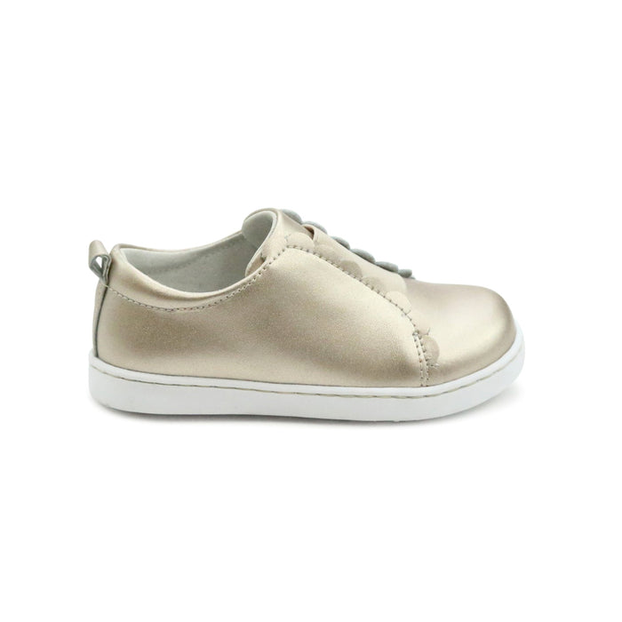 Toddler Girl's Phoebe Gold Leather SLip On Sneaker - L'Amour Shoes