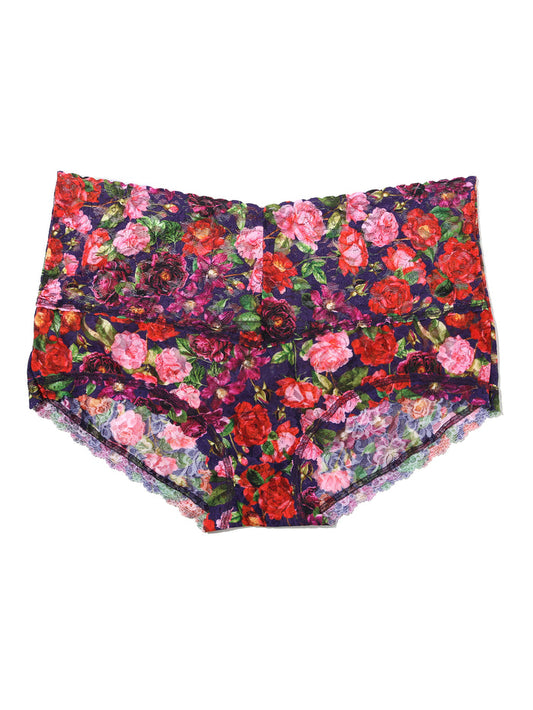 Plus Size Printed Retro Boyshort Winters Tale Floral - Front Flat Lay | Hanky Panky