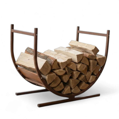 Pre-Rusted Metal Firewood Log Holder