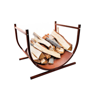 Pre-Rusted Metal Firewood Log Holder