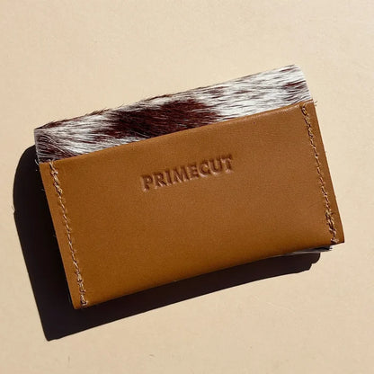 Primecut – Wallet in Leather + Caramel Speckled Hair on Hide