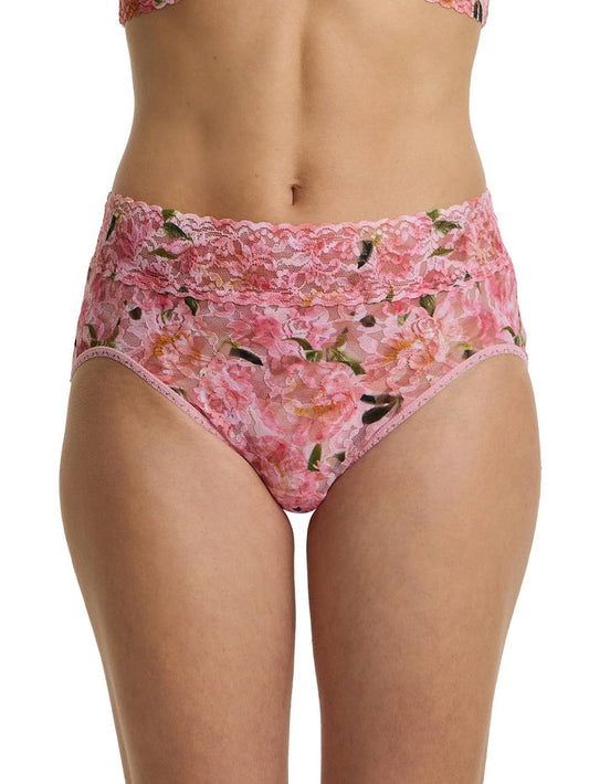 Pink Floral Printed Signature Lace® French Brief Dancing Petals - Front View On Model | Hanky Panky
