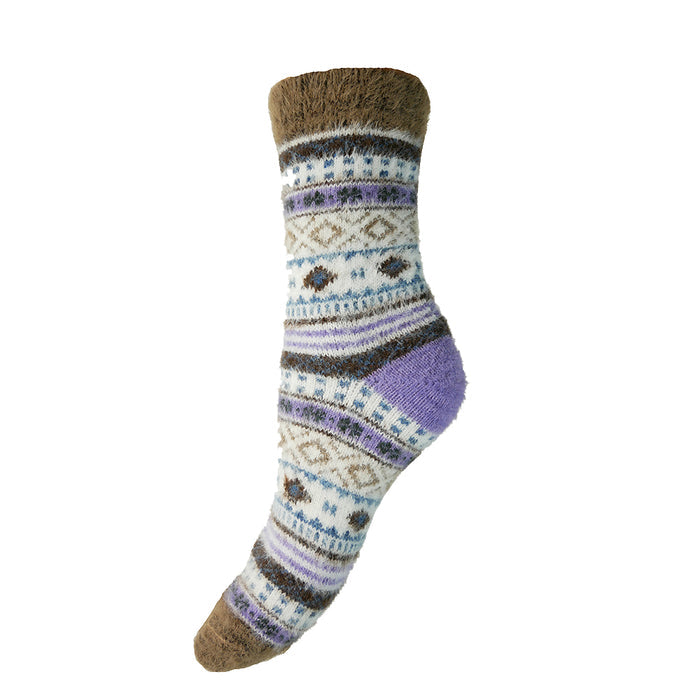 Purple and brown patterned Cosy socks