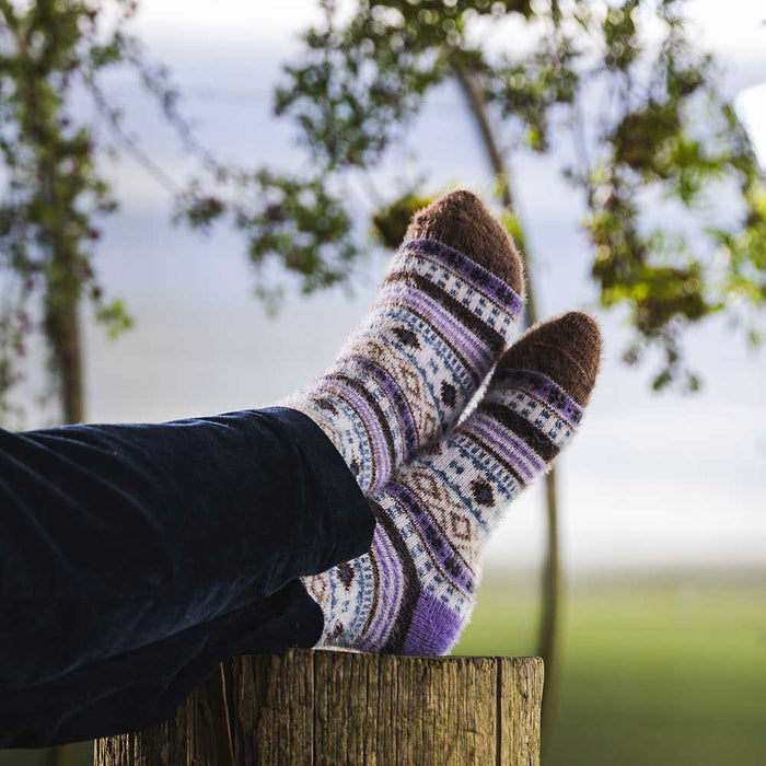 Purple and brown patterned Cosy socks