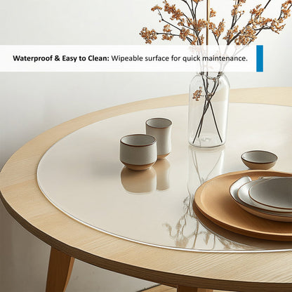 PVC Round Table Protector Mat - Transparent / Frosted