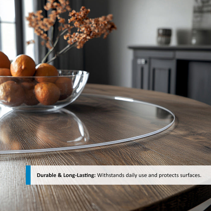 PVC Round Table Protector Mat - Transparent / Frosted
