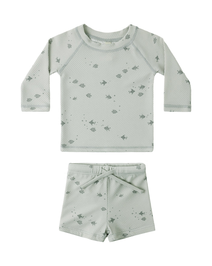 Quincy Mae - Finn Rashguard and Short Set in Fish