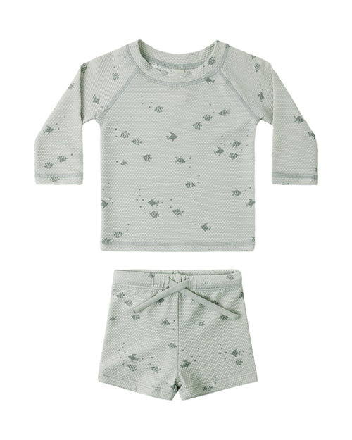 Quincy Mae - Finn Rashguard and Short Set in Fish