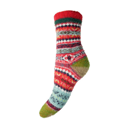 Red and green patterned Cosy socks