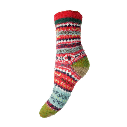 Red and green patterned Cosy socks