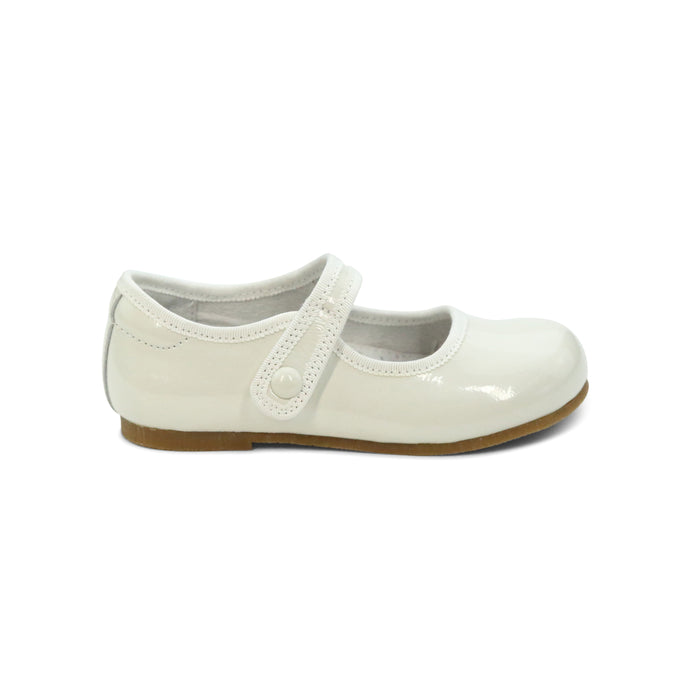Toddler Girl's Patent Ivory Flat - L'Amour Shoes - Renata