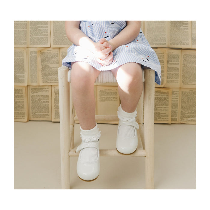 Toddler Girl's Patent Ivory Flat - L'Amour Shoes - Renata