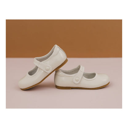 Toddler Girl's Patent Ivory Flat - L'Amour Shoes - Renata