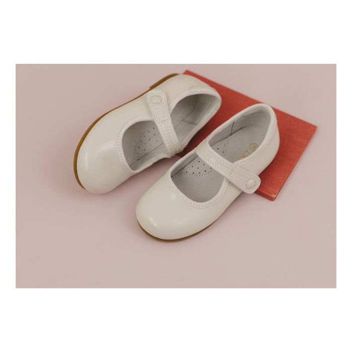 Toddler Girl's Patent Ivory Flat - L'Amour Shoes - Renata