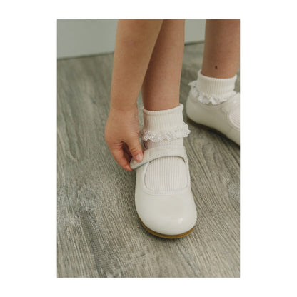 Toddler Girl's Patent Ivory Flat - L'Amour Shoes - Renata