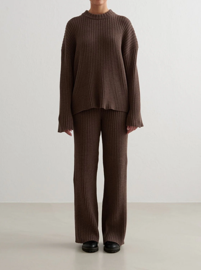 Rib Knit Pants in Macciato