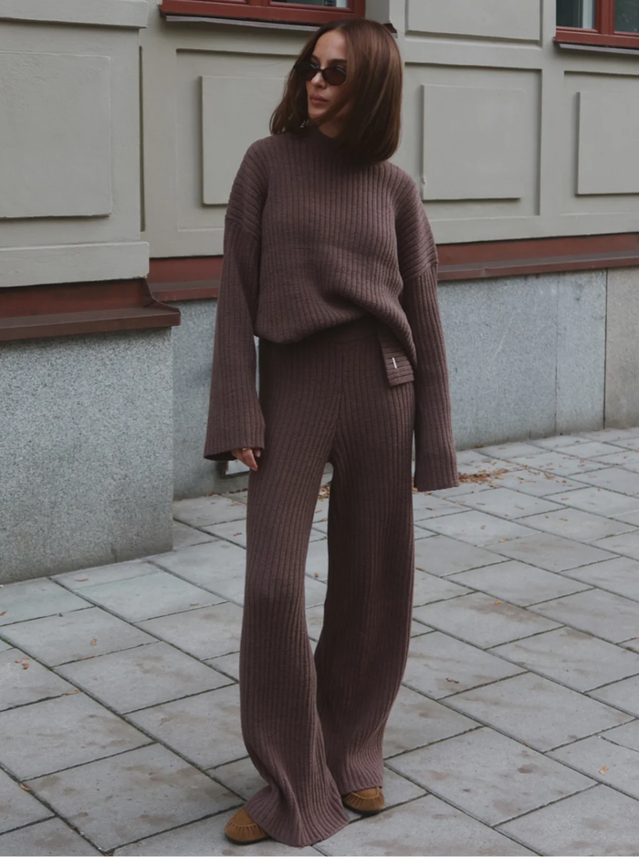 Rib Knit Pants in Macciato