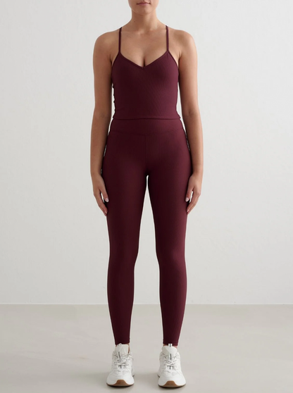 Ribbed Performance Bralette in Cherry