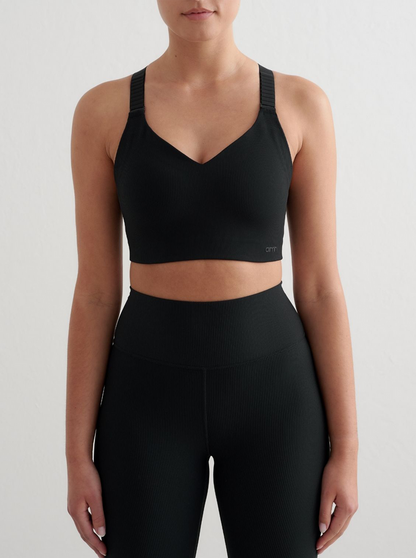 Ribbed Performance Support Bra in Black