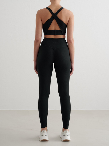 Ribbed Performance Support Bra in Black
