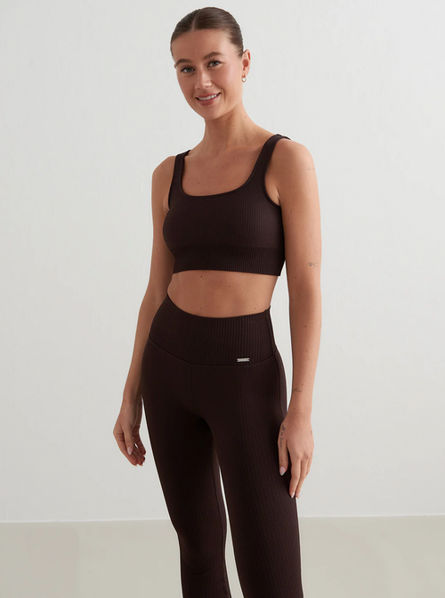 Ribbed Seamless Bra in Cocao