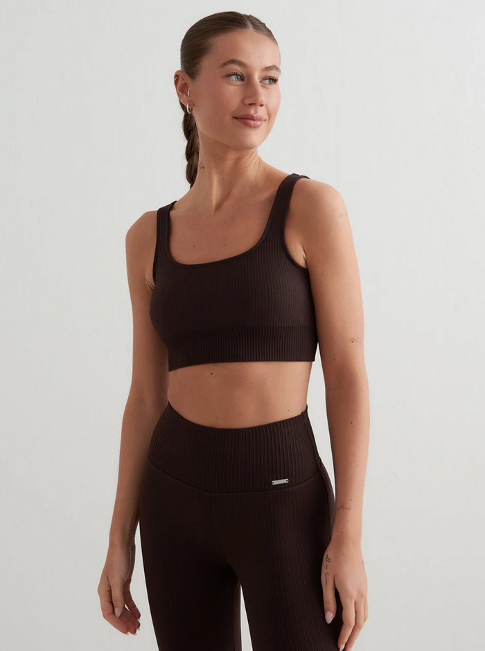 Ribbed Seamless Bra in Cocao