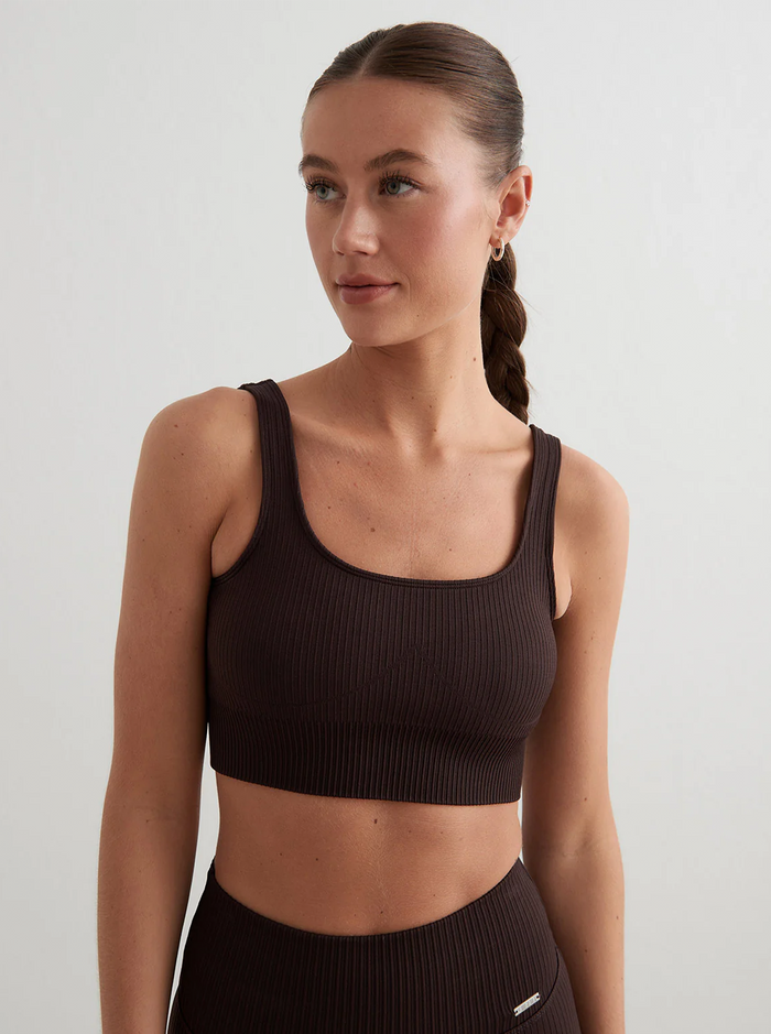 Ribbed Seamless Bra in Cocao