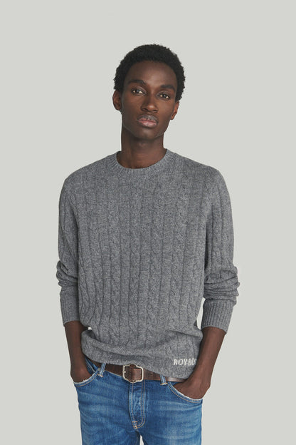 Roy Roger's Cable Crew Neck Wool/cashmere Uomo