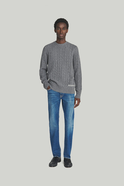 Roy Roger's Cable Crew Neck Wool/cashmere Uomo