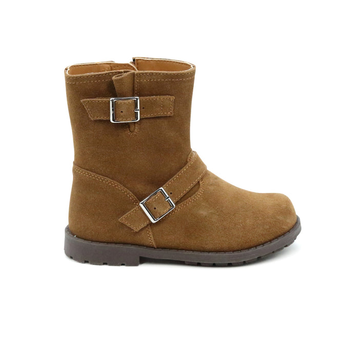 Sarah Toddler Girl's Brown Leather Biker Boot  - L'Amour Shoes