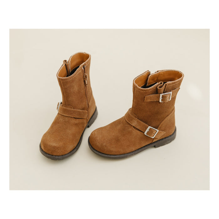 Sarah Toddler Girl's Brown Leather Biker Boot  - L'Amour Shoes