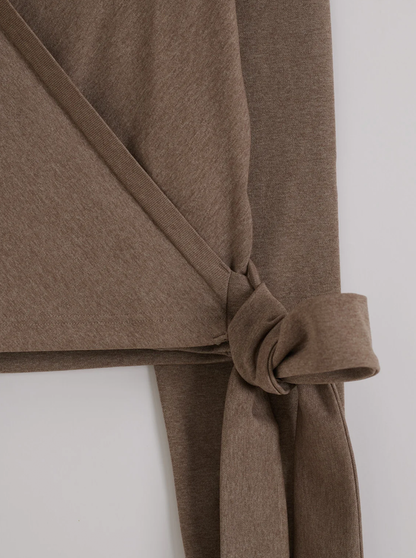 Shape Seamless Wrap Long Sleeve in Espresso Melange