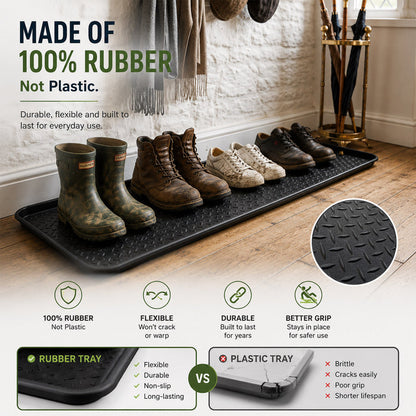 Shoes, Boots & Wellies Tray - Plain Black - Soft Rubber