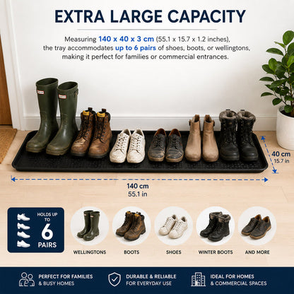 Shoes, Boots & Wellies Tray - Plain Black - Soft Rubber