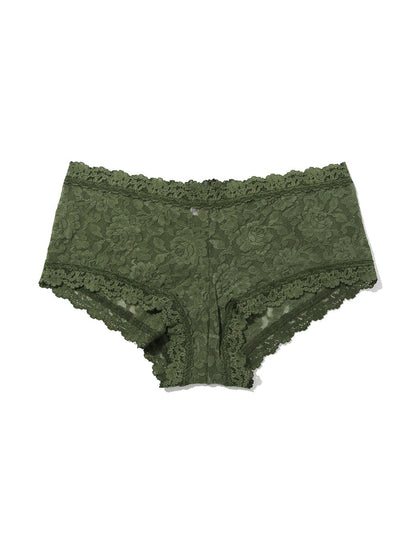 Herb Green Signature Lace® Boyshort - Flat Lay Product Shot, Green Lace Boyshorts | Hanky Panky