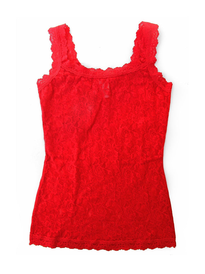 Signature Lace® Classic Cami Red - Flat Lay Front, red lace cami with scalloped trim | Hanky Panky