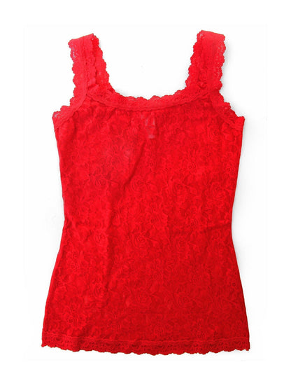 Signature Lace® Classic Cami Red - Flat Lay Front, red lace cami with scalloped trim | Hanky Panky