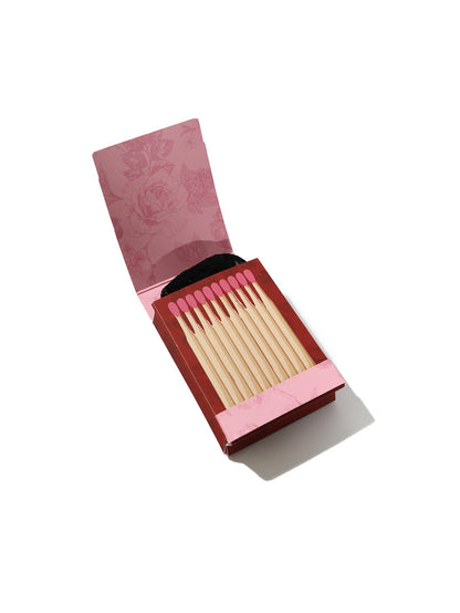 Open red and pink floral matchbook packaging with black lace g-string inside - Detail View | Hanky Panky
