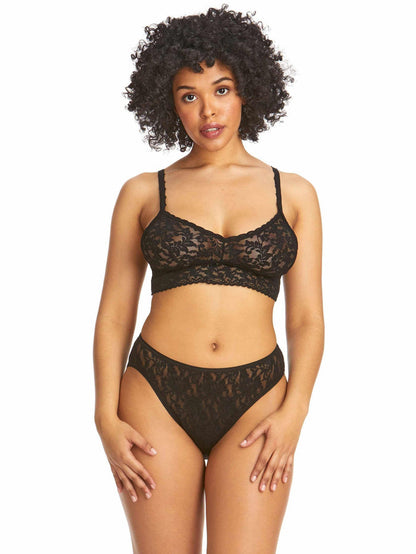 Black Signature Lace High Cut Brief - On Model Front View | Hanky Panky