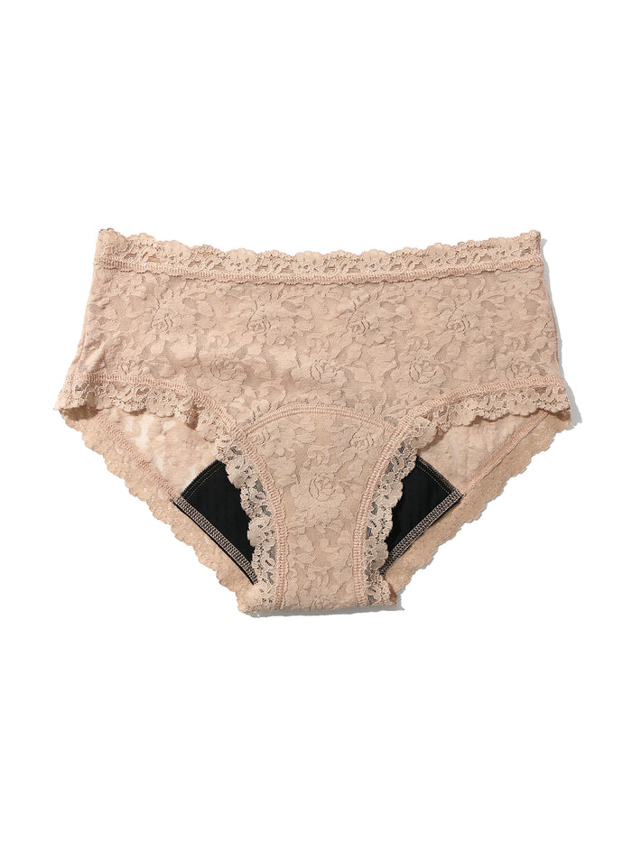 Chai Signature Lace® Leakproof Boyshort Flat Lay - Absorbent Gusset Detail Visible | Hanky Panky