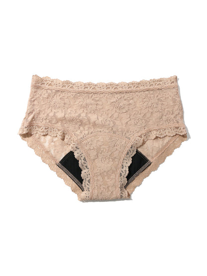 Chai Signature Lace® Leakproof Boyshort Flat Lay - Absorbent Gusset Detail Visible | Hanky Panky