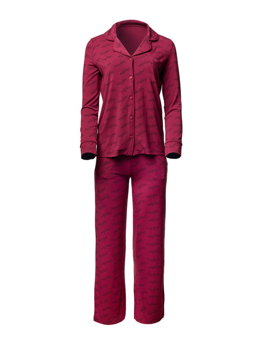 SIGNATURE LUXE PAJAMAS LONG - BURGUNDY