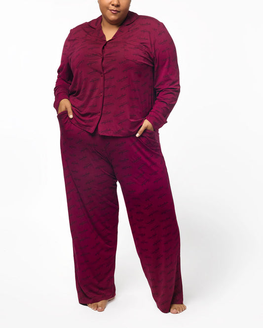 SIGNATURE LUXE PAJAMAS STANDARD - BURGUNDY