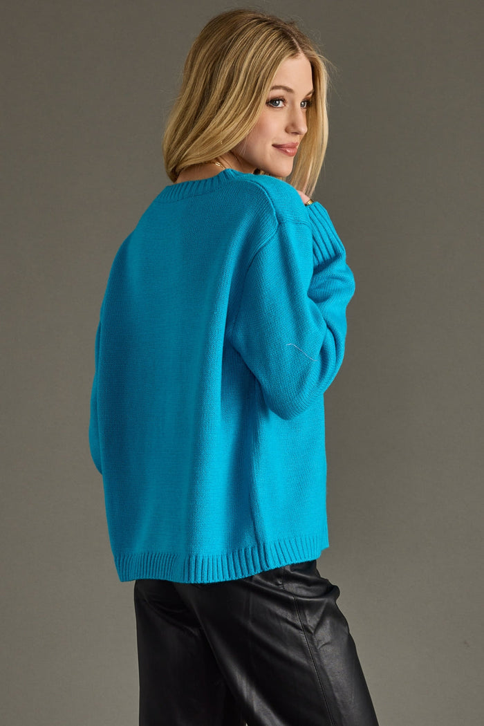 Ski Sweater - Blue + Pink